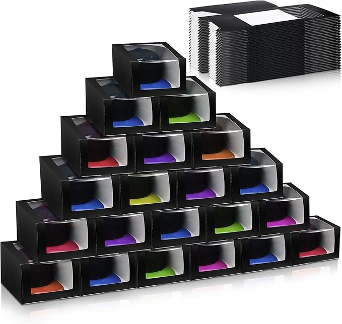 Gilprop 20 Pcs Hat Boxes for Men Black Gift Boxes with Window Display Box for Hat Storage Container for Baseball Caps, Dad Hat, Billed Cap, Snapbacks, Paper Fold Box Packing Box 8.1 x 8.1 x 5.1