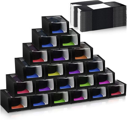 Gilprop 20 Pcs Hat Boxes for Men Black Gift Boxes with Window Display Box for Hat Storage Container for Baseball Caps, Dad Hat, Billed Cap, Snapbacks, Paper Fold Box Packing Box 8.1 x 8.1 x 5.1