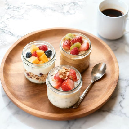 Overnight Oats Containers with Lids, 10oz Wide Mouth Mason Jars with Lids, 6 Pack Glass Jars with Airtight lid for Chia Pudding Yogurt Salad, Meal Prer Oatmeal Jars