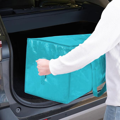 TICONN 2 Pack Extra Large Moving Bags Heavy Duty with Zippers & Carrying Handles, Durable Storage Bags Moving Boxes for Closet Organizers and Storage (2 Pack, Aqua)