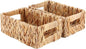 YAHUAN Woven Water Hyacinth Baskets for Organizing, Rectangular Wicker Baskets with Built-in Handles, Small Storage Baskets for Shelves (Water Hyacinth 2-Pack)