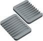 ZAPPOWARE 2-Pack Silicone Soap Dish with Drain - Bar Soap Holder for Shower & Bathroom Sink - Self Draining Waterfall Soap Saver Tray for Kitchen, Prevents Sticky Mess, Easy to Clean (Gray)