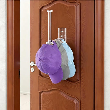 4 Pack Hat Racks for Baseball Caps, Clear Acrylic Hat Organizer Ball Hat Hook for Wall Baseball Cap Wall Mounted Hats Holder Storage Organizer for Door, Closet, Bedroom(Clear 6Inch)