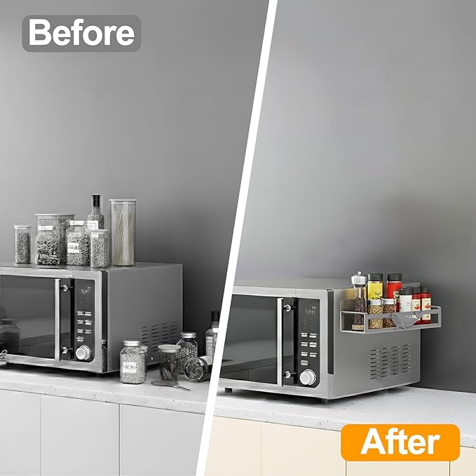 Magnetic Spice Rack for Refrigerator, 4 Pack Metal Magnetic Shelf Organizer for Fridge Side, Strong Spice Storage Rack for Kitchen, Gray
