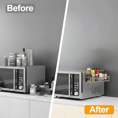 Magnetic Spice Rack for Refrigerator, 4 Pack Metal Magnetic Shelf Organizer for Fridge Side, Strong Spice Storage Rack for Kitchen, Gray