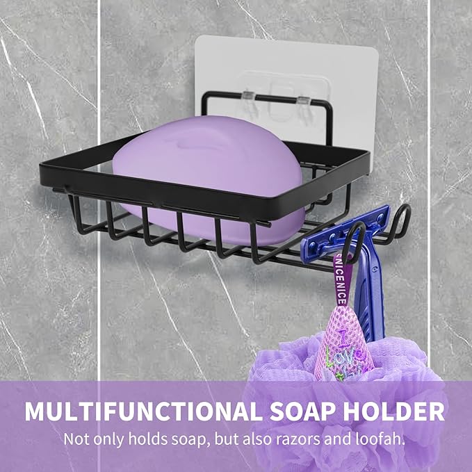 Carrie Joe Soap Holder Self Draining Soap Dish Razor Holder for Shower Wall Not Punched Easy Clean Bar Soap Holder Fit for Bathroom, Kitchen Sink