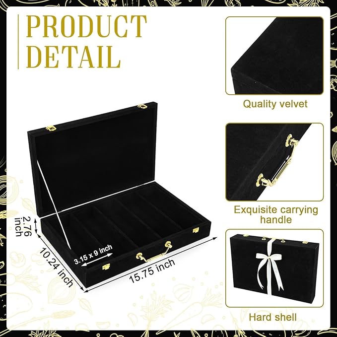 Pickmesh Silverware Case with Lid and Handle, Silverware Storage Box Sterling Silver Flatware Chest Without Silver Tarnish Proof Utensils Organizer for Kitchen Decor Wedding Gifts(Black,1 Layer)