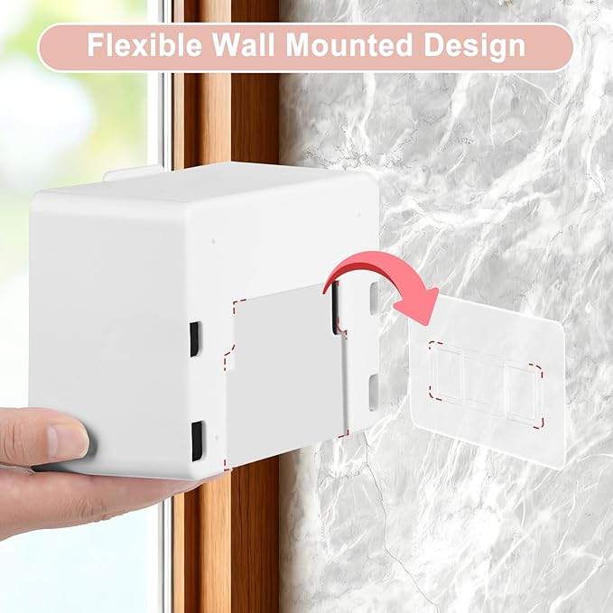 Qtip Holder, Wall Mount Qtip Holder Organizer for Bathroom Cotton Swabs, Balls, Cosmetic Cotton Pads, Dental Floss Storage - White