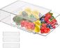 bealy Clear Drawer Organizer with 3 Dividers, Fruit Containers for Fridge Organization, Clear Stackable Storage Drawers, BPA Free, 6.34QT