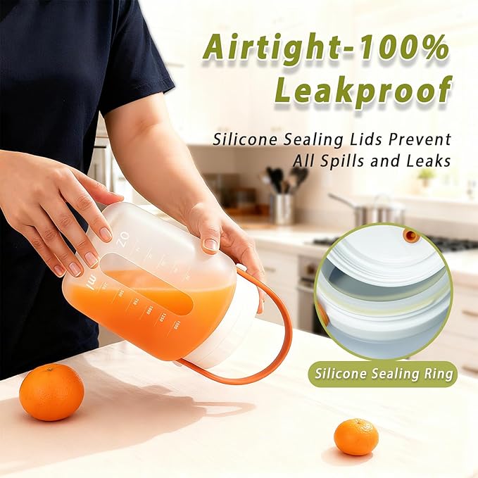 Airtight Silicone Food Storage Containers Set - Leakproof Food Canister Jars with Vent Lid, Handle for Outdoor, Collapsible Reusable Kitchen Pantry Organization Canisters, Dishwash Micro Safe,3 Pack