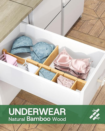 kiplant Kitchen Drawer Dividers - Adjustable Drawer Organizer for Clothes, Kitchen, Closet & Office - 8 Pack with Inserts, 13.8-18.8 Inches, Non-Slip Silicone Ends