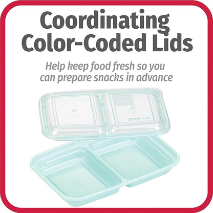 GoodCook Meal & Snack Prep Container Set, Includes Embossed Measurements & Color Coordinated Lids, Made Without BPA, 60-Piece Set