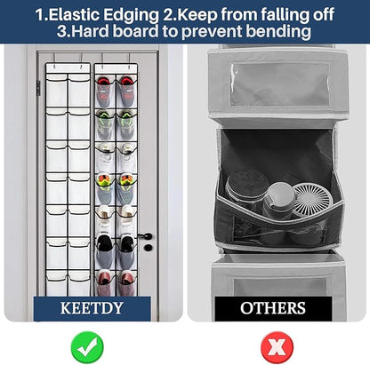 2 Pcs Over The Door Shoe Organizer 14 Large Pocket Hanging Shoe Rack for Closet Organizers And Storage, White