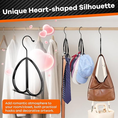 Multipurpose Closet Hangers- Tie and Belt Hanger for Closet- Ideal for Storing Belts, Ties, Scarfs, Baseball Hats, Purses & More- Great Space Saving Belt Organizer for Wardrobe - Black