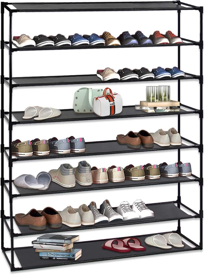 Jerry & Maggie Simple Trending 8 Tier Stackable Shoe Rack for Garage, Shoe Rack for Entrance Small Space for Dorm Shoe Racks, Over Door Shoe Rack, Kitchen Storage Shelves Solution