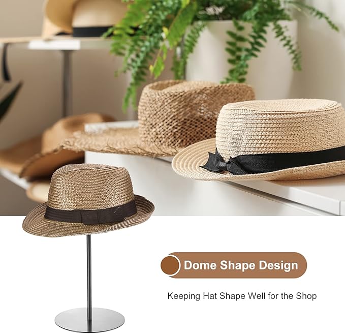 uxcell Metal Hat Display Stand 2 Pack Adjustable Tabletop Hat and Wig Rack Holder for Baseball Cap, Fedora Hat, Cowboy Hat - Black
