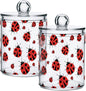 ALAZA 2pcs Animal Ladybird Cartoon Qtip Holder Dispenser 14 oz Bathroom Storage Clear Apothecary Jars Containers Cotton Ball,Cotton Rounds,Floss Picks, Hair Clips, Food