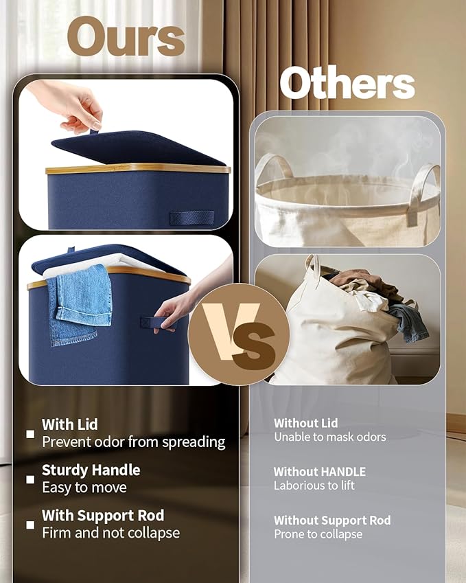 Laundry Hamper with Wheels, 75L Large Clothes Hamper with Removable Inner Bag, Collapsible Dirty Clothes Basket for Dorm, Rolling Dirty Clothes Basket for, Bedroom, Bathroom, Laundry Room