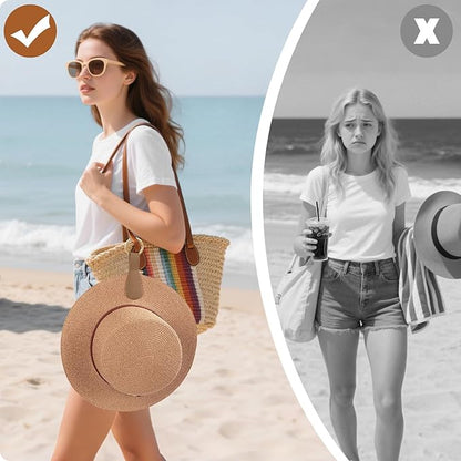 Fikoksol Magnetic Hat Clip 2-Pack - Brown Hat Clip for Travel on Bag, Magnetic Hat Clips for Bag, and Secure Hat Holder for Travel on Caps & Beach Hats, Vacation Essentials