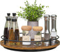 Lazy Susan Organizer：12 Inch 360 Degree Rotating Spice Rack for Kitchen Countertop Round Lazy Susan Wood Turntable Holder for Cabinet Table– Black
