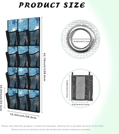 Turtle Over The Door Shoe Rack with 12 Large Clear Pockets Hanging Storage Organizer Large Capacity Space Saving Over Door Storage for Apartment Bathrooms Bedrooms