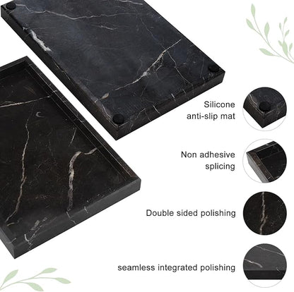 Brown Marble Tray,Pure Natural Vanity Tray,Marble Tray for Kitchen Counter Non-Ceramic/Non-Resin,Stone Trays 12 x 8 inch