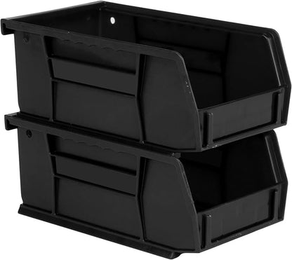 Hudson Exchange 7-1/2" x 4" x 3" (12 Pack) Plastic Stackable Storage Bin and Hanging Container, Black
