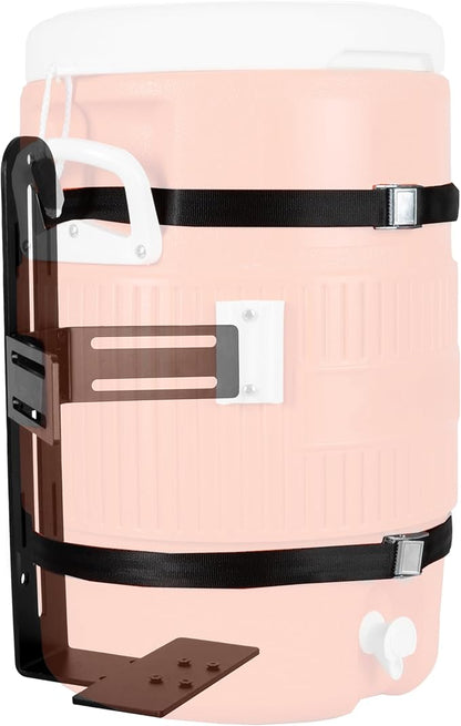 Iron Forge Tools 5 Gallon Bucket Holder, 5 Gallon Water Jug Storage Rack for Trucks, UTV, Lawn Care, Landscaping Enclosed Trailer Accessories with Tie Down Mount for Jug, Heavy Duty 6 Gauge Steel