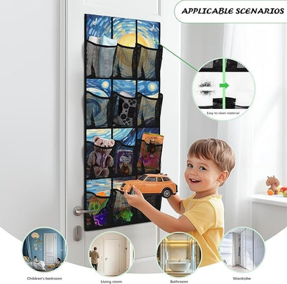 Generic Starry Night Over Door Storage Organizer Wear-Resistant Over The Door Storage Organizer Laundry Space Saving Hanging Closet Organizer for Small Apartments College Dorm