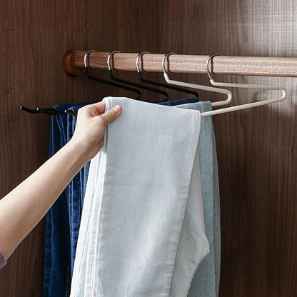 SHIMOYAMA Open Ended Pants Hangers, 5 Pack, Single Rod Trouser/Slack Hangers, Semi-Open Space-Saving Pant Hanger for Jeans, White