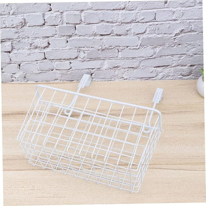 Cabilock White Hanging Rack Cabinet Basket Over Door Organizer for Kitchen Bathroom Office Rust Resistant Storage Holder with High Temperature Coating Easy Installation and Space Saving