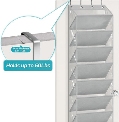 AOODA 10 Tier Clear Over the Door Shoe Organizer Storage, Deep Pockets Large Hanging Shoe Rack for Closet Door, Fit 20 Pairs Shoe Holder Hanger for Boots (Grey)