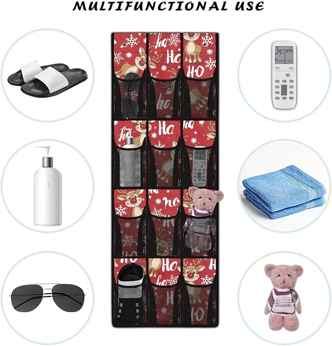 Elk HOHO Over The Door Closet Organizer for Christmas Home Decor,Large Capacity Behind Door Organizer Multi-Funtion Storage Bag,Space Saving Wall Hanging Storage with 12 Pockets