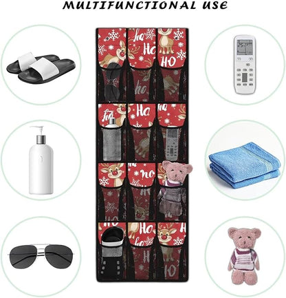 Elk HOHO Over The Door Closet Organizer for Christmas Home Decor,Large Capacity Behind Door Organizer Multi-Funtion Storage Bag,Space Saving Wall Hanging Storage with 12 Pockets