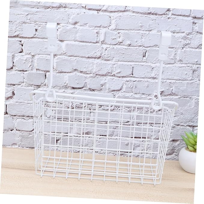 Cabilock White Hanging Cabinet Storage Basket with Ventilated Design Rust Resistant Door Organizer for Kitchen Bathroom Office Cabinets Easy to Install and Remove Space Saving Holder