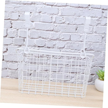 Cabilock White Hanging Cabinet Storage Basket with Ventilated Design Rust Resistant Door Organizer for Kitchen Bathroom Office Cabinets Easy to Install and Remove Space Saving Holder