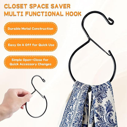 Belt Ring Hanger, 8 Pack Space-Saving Belt Organizer for Closet, Rust-Resistant Hanger forBelts, Scarves, Ties and Accessories, Multi-Purpose Closet Storage, Black (8PCS)