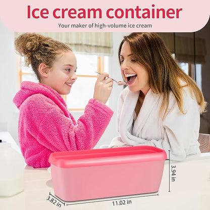 Ice Cream Containers Set of 2, 1.5 Quart Ice Cream Tub, Reusable Homemade Ice Cream Tubs with Stackable Freezer Storage Container for Yogurt, Sorbet, Gelato