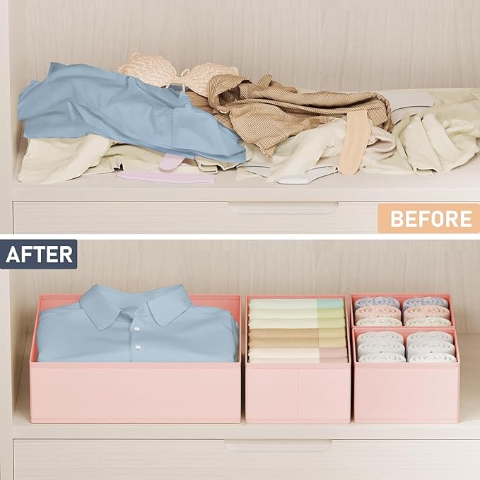 DIMJ Drawer Organizer Clothes 28 Pack - Foldable Baby Organizers and Storage Dresser Organizer for Bedroom, Closet Nursery Organization Dresser Dividers for underwear, Sock, Bra, Belt, Tie