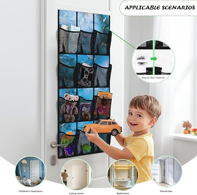 Marble Behind Door Organizer 12 Pockets Over The Door Closet Organizer for BedRoom Space Saving Multi-Funtion Storage Bag for School Easy to Install Shoe Holder Hanger