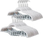 ManGotree Pants Hangers with Movable Clips, Non-Slip Velvet Skirt Hangers, Space-Saving Clothes Hangers for Pants, Skirts, Shirts, Coats, Dresses (32 Pack, White)