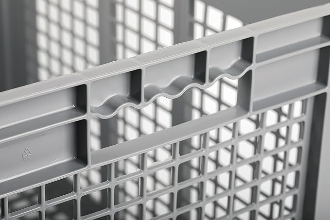 Hudson Exchange 12 x 16 x 8" Mesh Straight Wall Handled Storage Container Tote, Gray