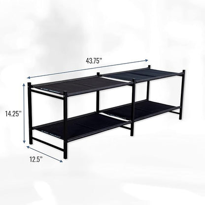 Teal Triangle Aspen Double Shoe Rack Storage Organizer | Sturdy Two-Tier Shoe Caddy for Floor Use | Heavy Duty Shoe Storage Rack for Entryway or Closet | Durable & Space-Saving Shoe Organizer
