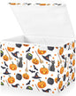 senya Halloween Storage Baskets Collapsible Storage Bins with Lids, Halloween Pumpkin Black Cat Ghost Bat Pattern Storage Boxes Clothes Baskets for Organizing