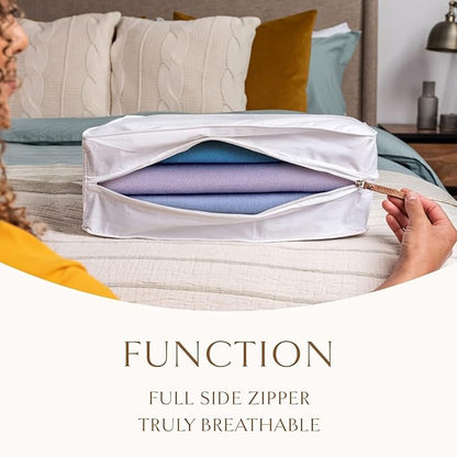 Hayden Hill Luxury Organic Cotton Sweater Storage Bag - Fits 4 Fine Knits - 15 Inch - Breathable Moth Proof Clothes Storage For Cashmere - Garment Organizer For Closet - Certified Carbon Neutral