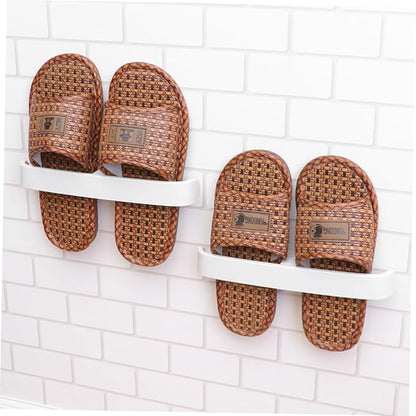 Wall Mounted Shoe Rack Hanging Slipper Organizer for Bathroom Hallway Space Saving Elastic Sticky Shoes Holder 10.23X1.18X2.16In 5-Pack