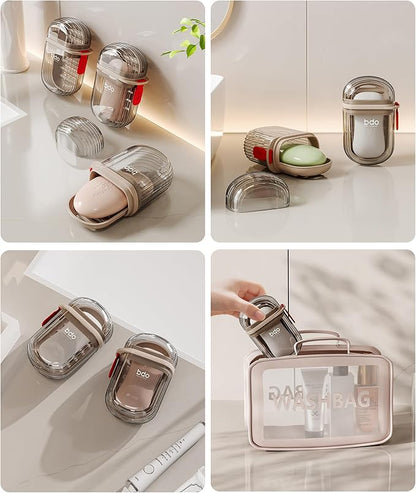 Doter Travel Soap Case, Leakproof Soap Container with Lid, Portable Bar Soap Holder for Traveling, Soap Dish for Bathroom, Shower, Gym, School, Camping, Vacation, Outdoor-Transparently
