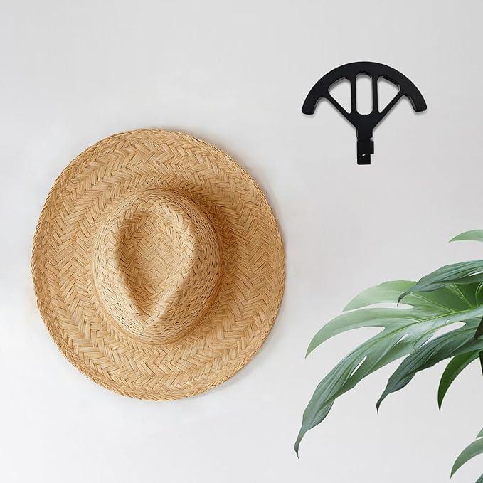 Wall mounted wooden cowboy hat rack, adjustable western cowboy hat rack, used for wide brimmed hats, hat storage, black, for closet entrances, bedrooms, offices