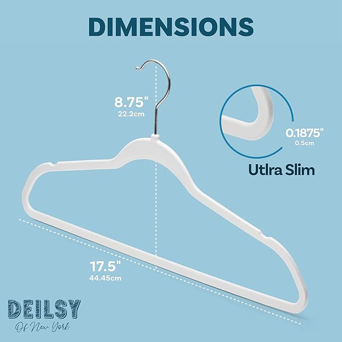 DEILSY™ White Hangers 50 Pack - Thin Slim Space Saving, Plastic Hangers, Non Velvet Plastic Hanger for Closet Organization Hanger for Clothes Adult
