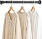Short Closet Rod 17-39 Inches, Adjustable Heavy Duty Black Metal Closet Rods for Hanging Clothes, 1.3 Inch Diameter with Wall Brackets for Wardrobes, Laundry Room, RV
